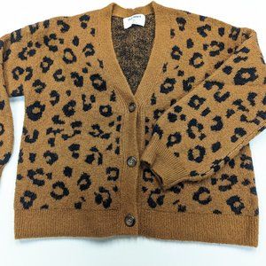 Girls Sz 10/12 Old Navy Leopard print cardigan EUC